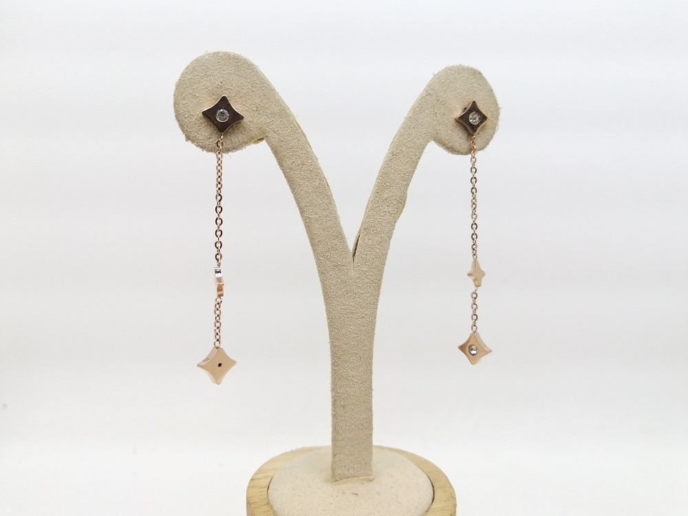 Aretes rose gold largos 3.4cm