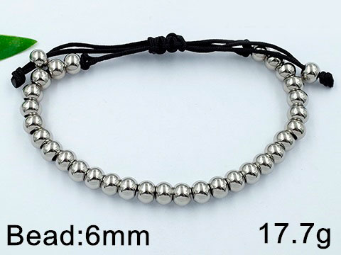 Pulsera plateada corrediza cuentas 6mm