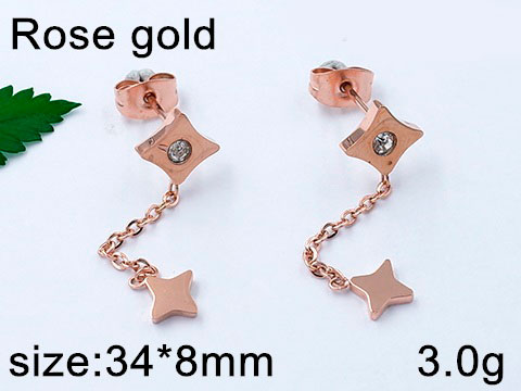 Aretes rose gold largos 3.4cm
