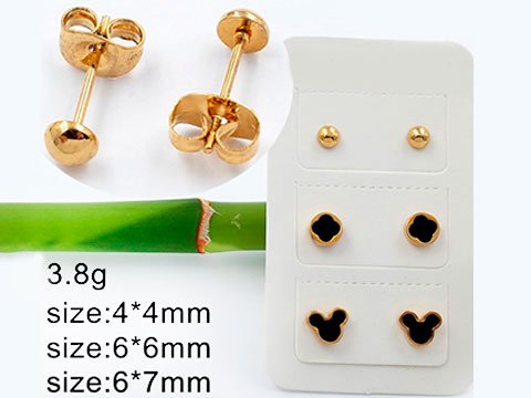 Blíster 3 pares de aretes dorados combinados