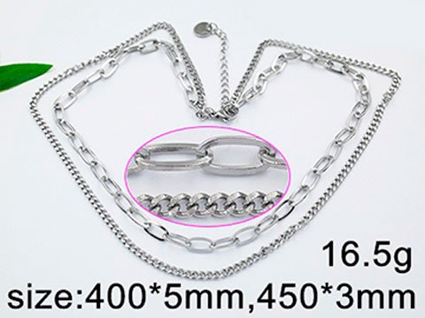 Collar plateado doble cadena
