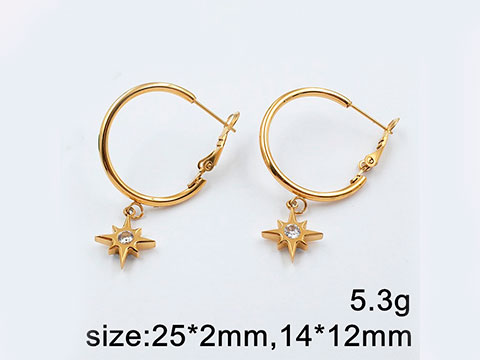 Argollas doradas con estrella1.4cm
