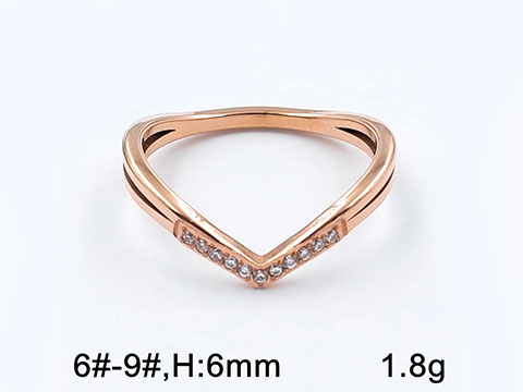 Anillo rose gold diseño V con circonias