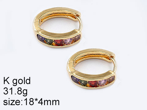 Argollitas en laminado dorado finas circonias colores