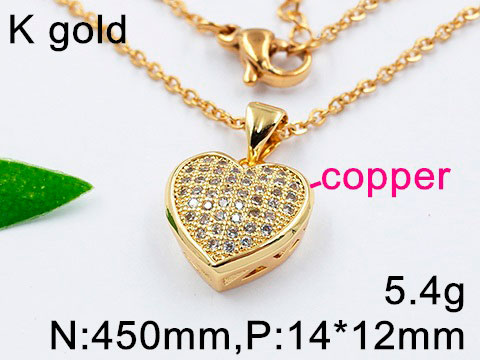 Collar dorado Dije Corazón con pedrería
