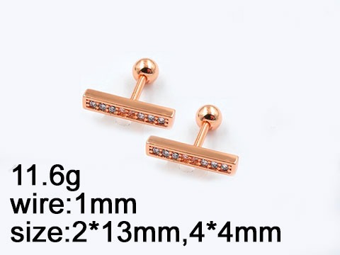 Aretes laminado rosa 1.3m con fila pedrería