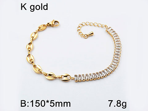 Set dorado Gargantilla y Pulsera doble eslabón con pedrería al lado