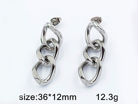Aretes plateados eslabón 3.5cm largo