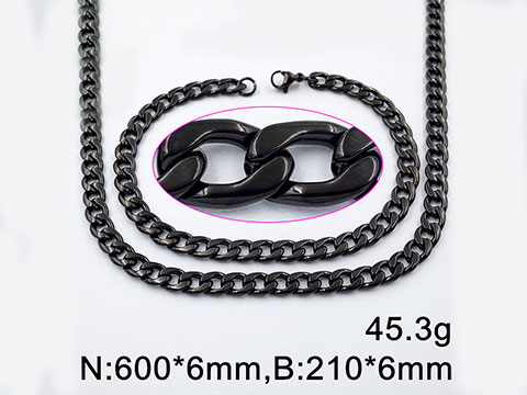 Set negro eslabón tipo CArTier 6mm*60cm