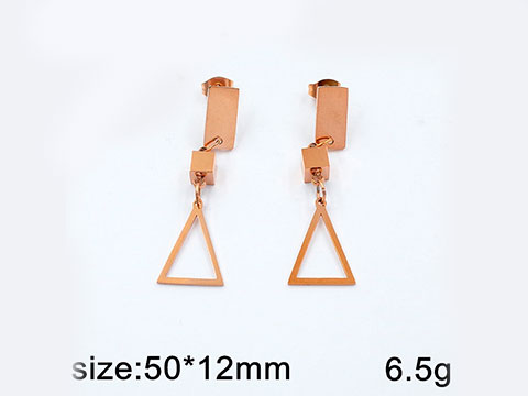 Aretes rose gold con triángulo colgante 5cm