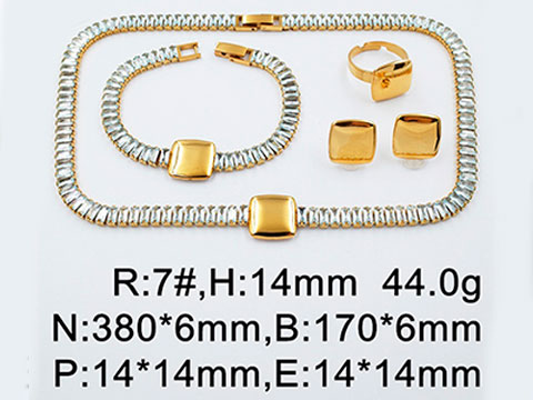 Set dorado 4 piezas dorado pedrería anillo #7