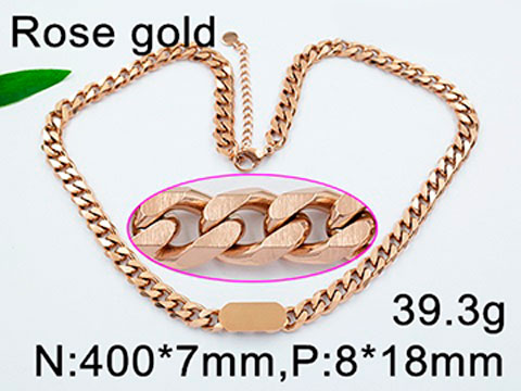 Collar rose gold eslabón 7mm plaquita al centro