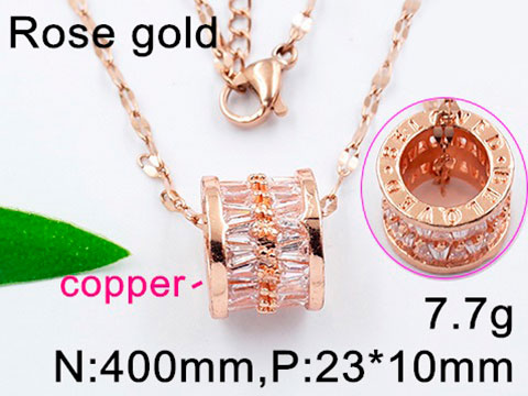 Collar rosa Charm roll con pedrería 1cm