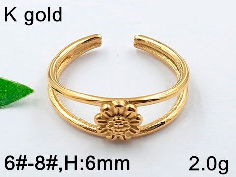 Anillo dorado abierto con girasol 6mm