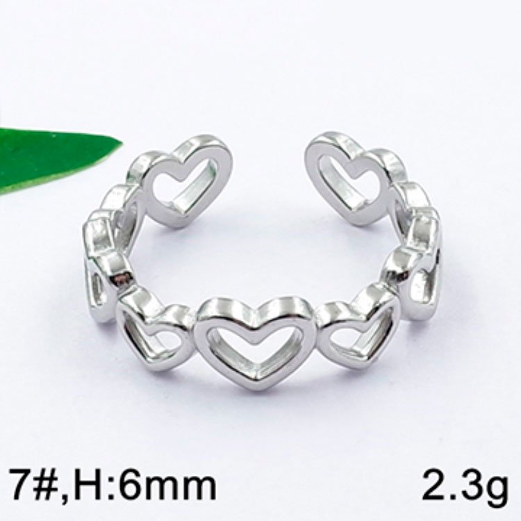 Anillo plateado abierto corazones unidos