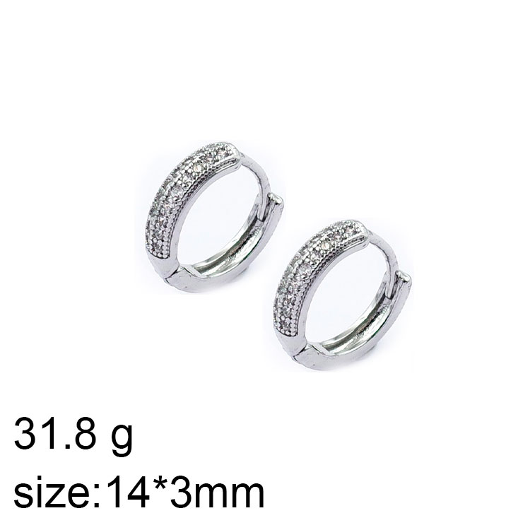 Argollitas plateadas en laminado americano 1.4cm circonias incrustadas