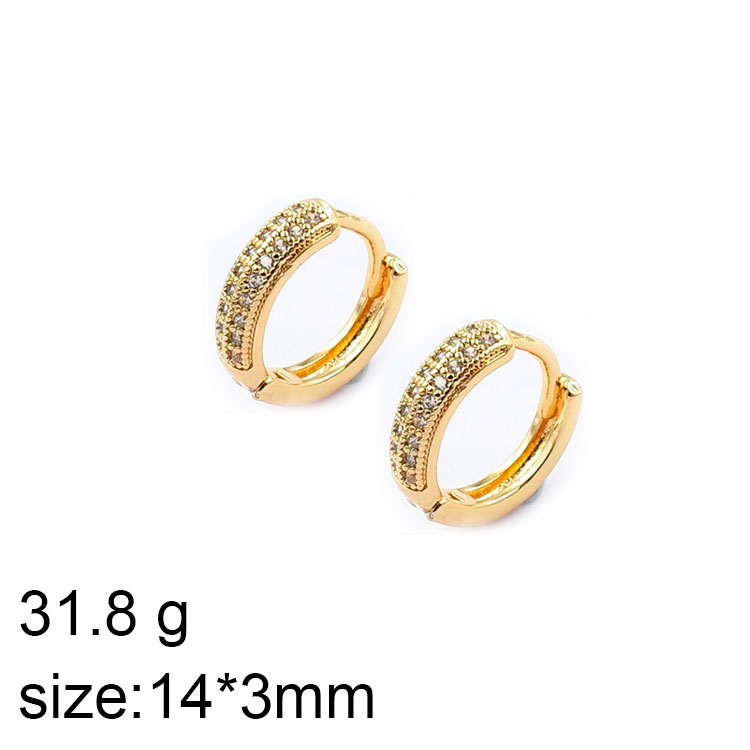 Argollitas doradas en laminado americano 1.4cm circonias incrustadas