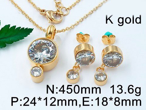 Set dorado dije y aretes circonia doble