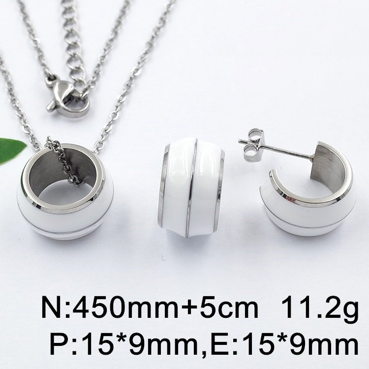 Set plateado dije y argollas aro blanco 1.5cm