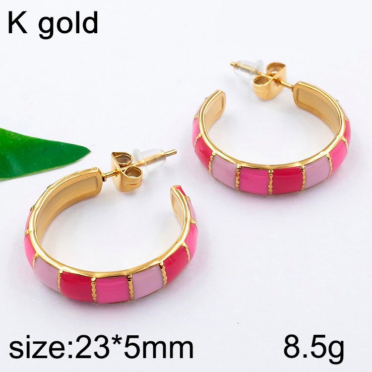 Argollas doradas con tonos rosa y lila 2.3cm
