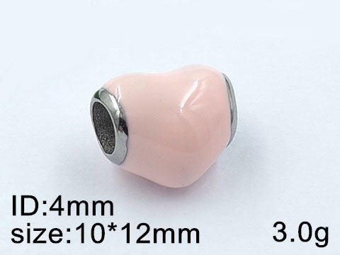 Charm plateado corazón rosa