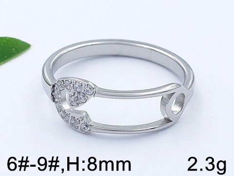 Anillo plateado diseño ganchito c/pedrería