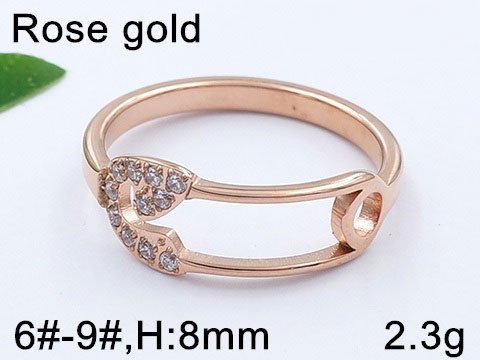 Anillo rose gold diseño ganchito c/pedrería