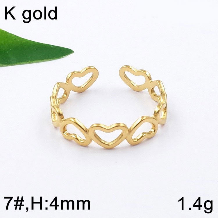 Anillo dorado abierto siluetos corazón