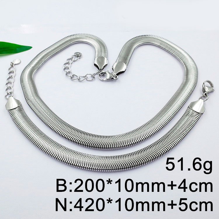 Set plateado gargantilla pulsera eslabón plano 1cm