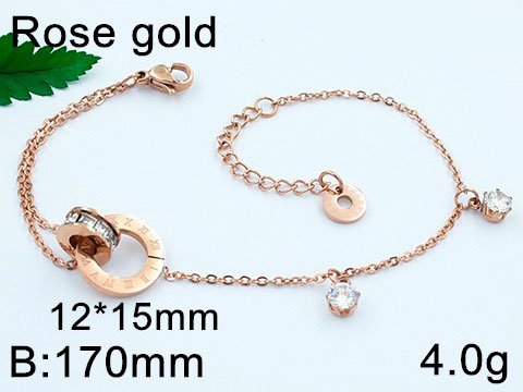 Pulsera rose gold 17cn diseño CaRtIeR aro y circónias colgantes