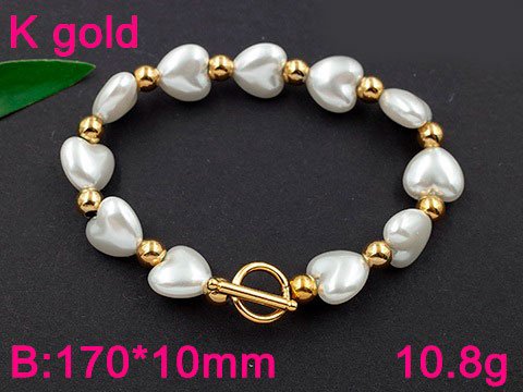 Pulsera dorada perlitas forma corazón