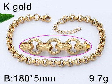 Pulsera dorada eslabón redondo 5mm