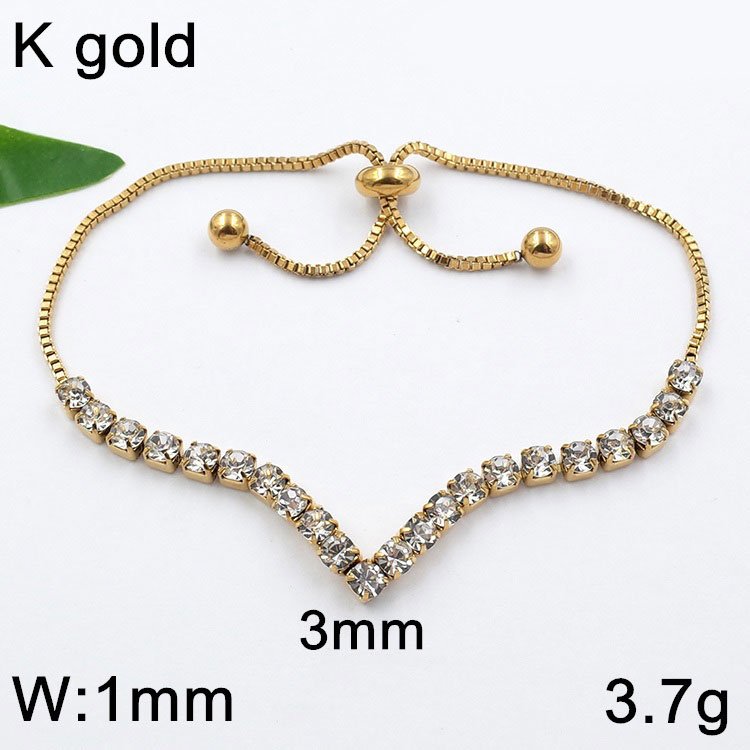 Pulsera dorada ajustable pedrería 3mm