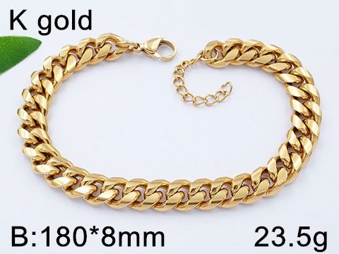Pulsera dorada eslabón grueso 8mm