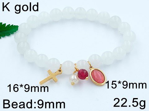 Pulsera elástica piedras blancas 9mm dijes colgantes