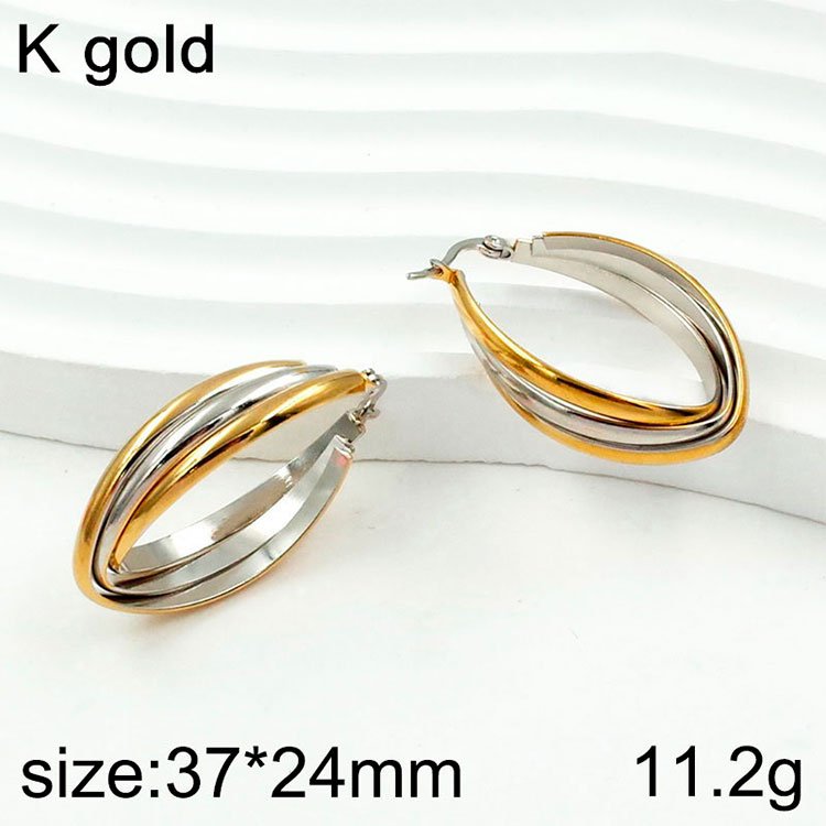 Argollas ovaladas 3 tonos 3.7cm