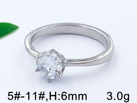 Anillo plateado tipo solitario circonia 6mm