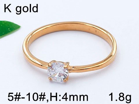 Anillo dorado solitario circonia 4mm