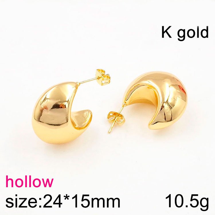 Aretes dorados 2.4cm abombados (Laminado Americano)