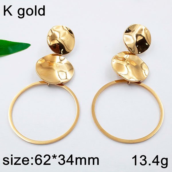 Aretes dorados 6.2cm 2 círculos planos y aro