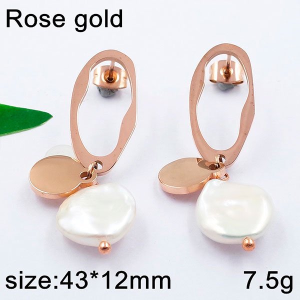 Aretes rose gold 4.3cm perla colgante 1.2cm
