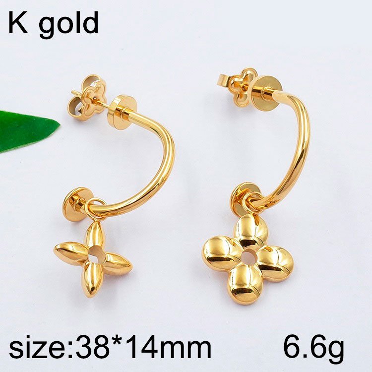 Aretes dorados 3.8cm charms diseño LV