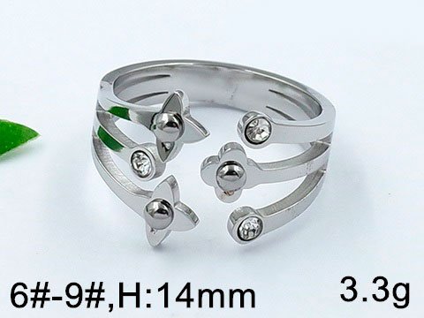 Anillo plateado diseño flores LV 1.4cm