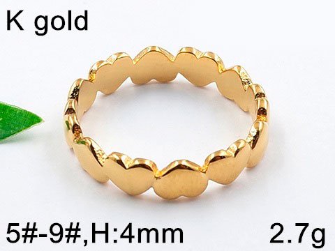 Anillo dorado corazones contínuos 4mm
