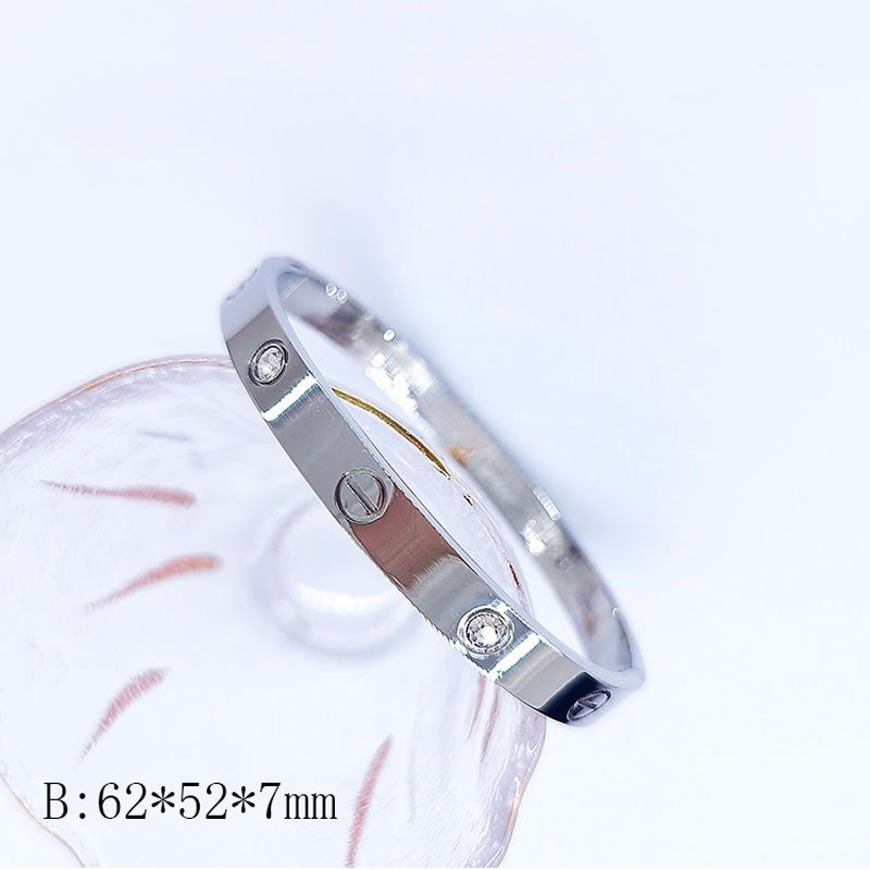Brazalete plateado 6mm pedrería blanca 6.2cm