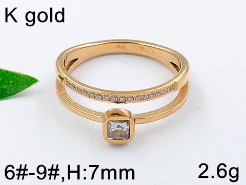 Anillo dorado circonia 7mm y finas circonitas