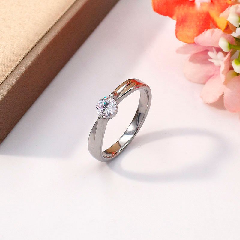 Anillo plateado circonia blanca montura 5mm
