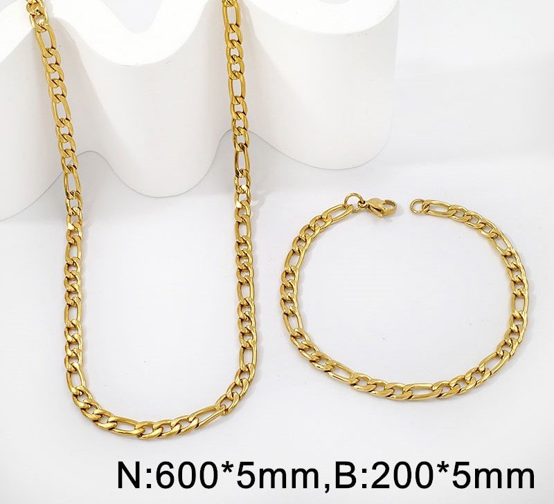 Set dorado Cadena 60cm y pulso 20cm*3mm