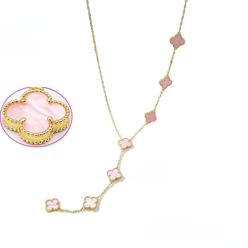 Collar Laminado dorado Alhambras rosa claro