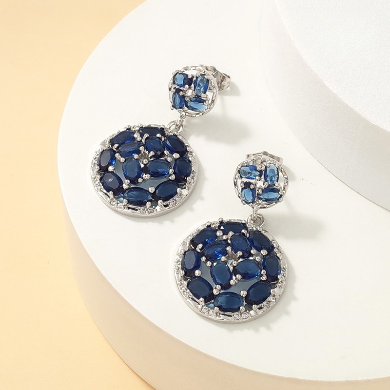 Aretes laminado americano pedrería azul